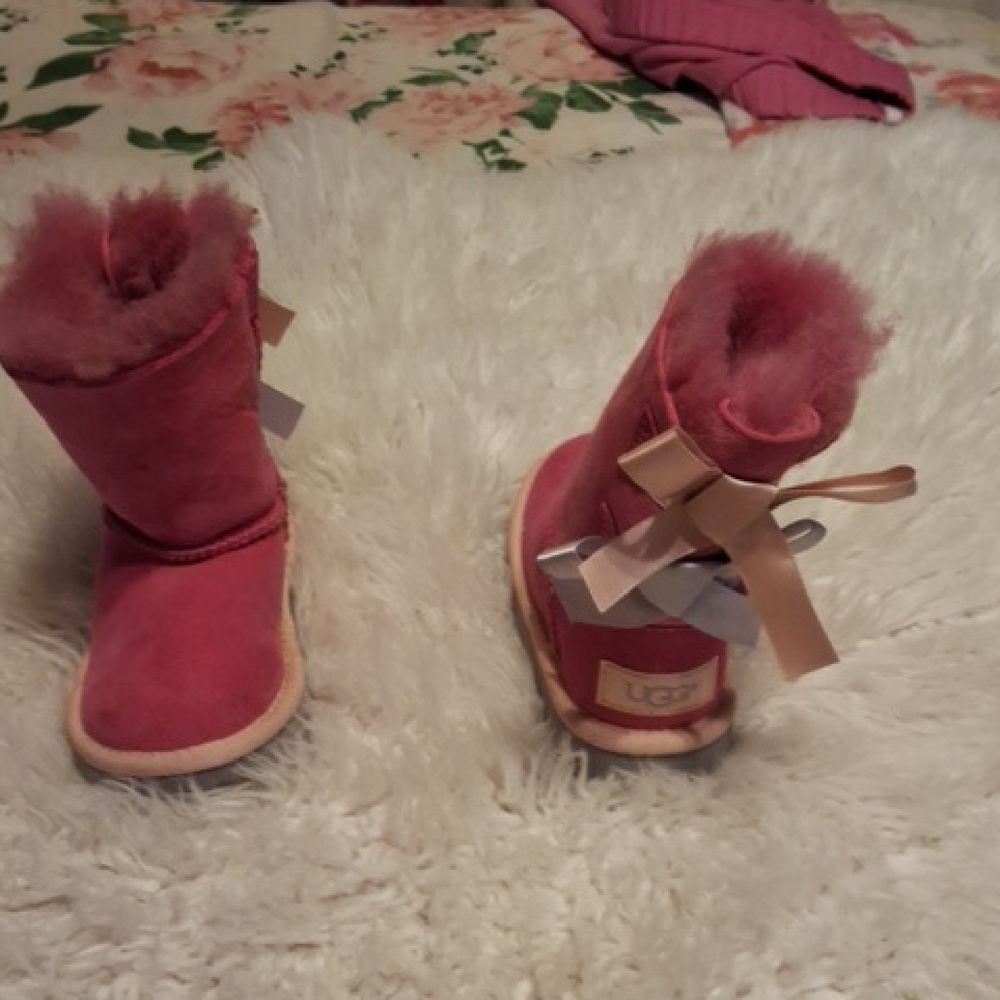 UGG Kids Pink Boots with Bow Accents